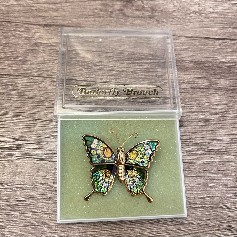 Vintage Colorful Butterfly Brooch Gold Tone - Picture 3 of 6